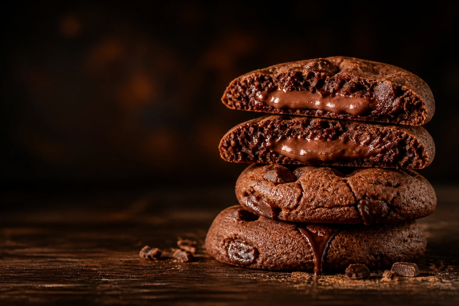 Cookies artesanais empilhados sobre a mesa