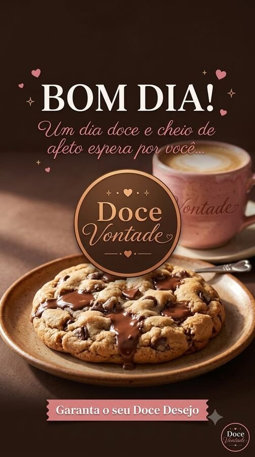 Post da Doce Vontade desejando bom dia com um cookie tradicional